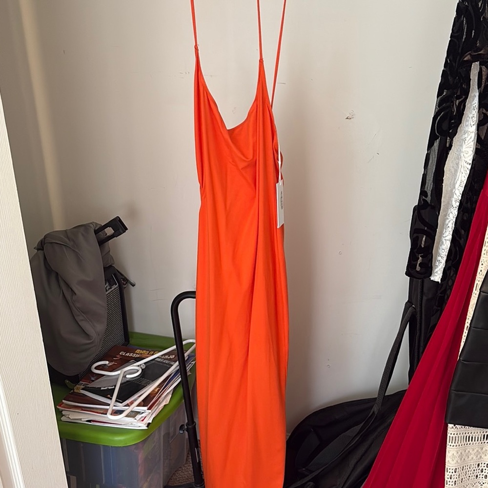 Vibrant Orange Spaghetti Strap Dress